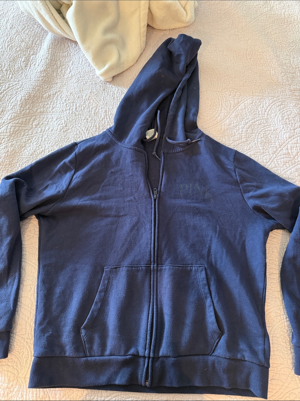 Navy pink Zip-Up Hoodie with Hood size L
